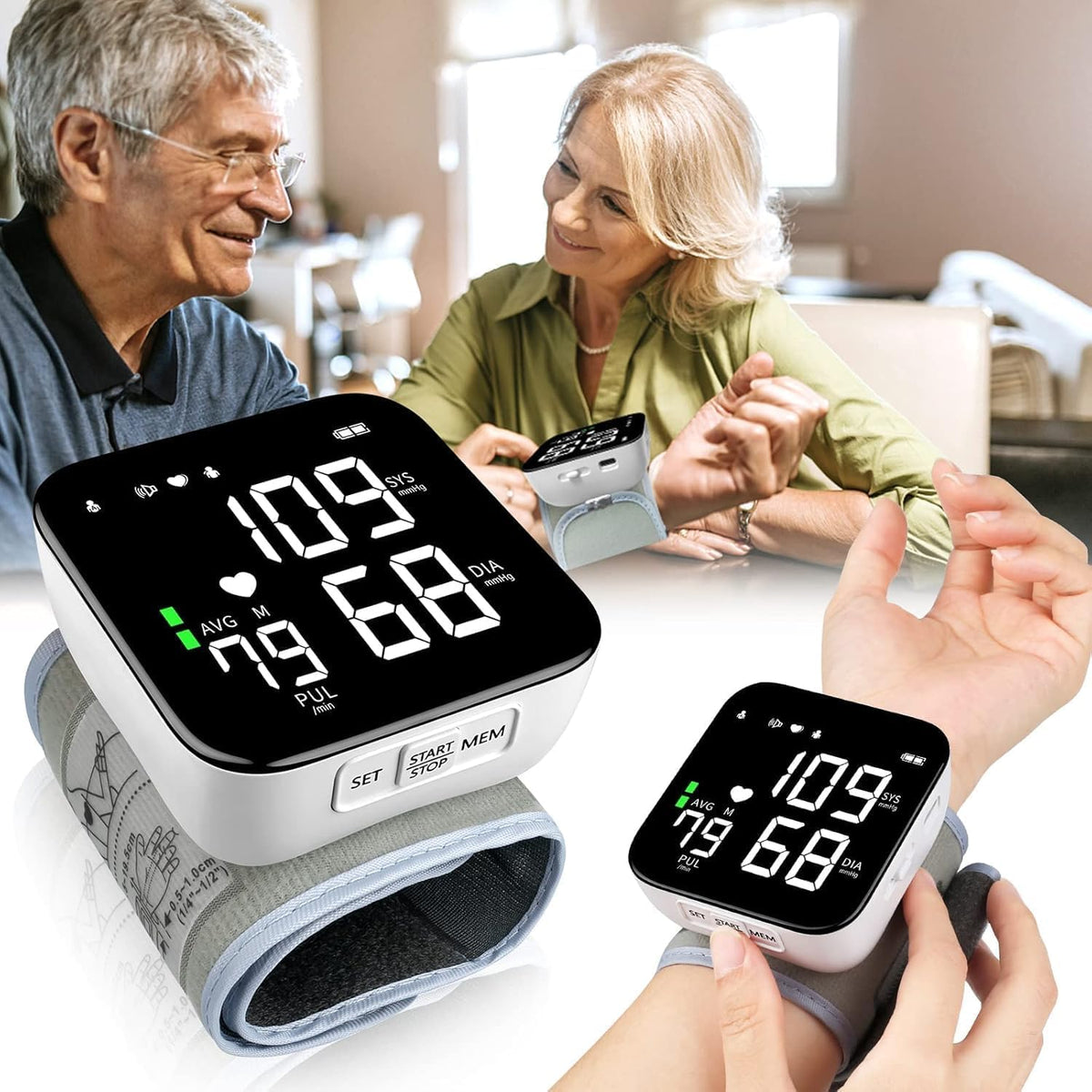 Wrist Blood Pressure Monitor with 90X2 Readings Memory J1246