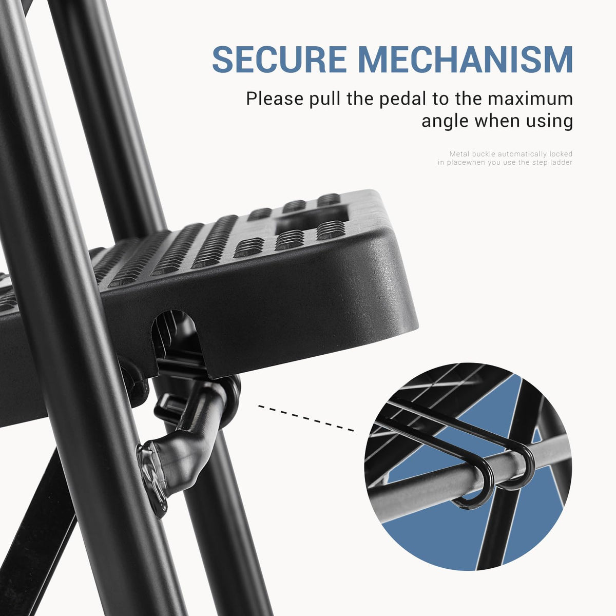 2 Step Stool with Anti-Slip Pedal & Handrail, 330lbs, Black P646