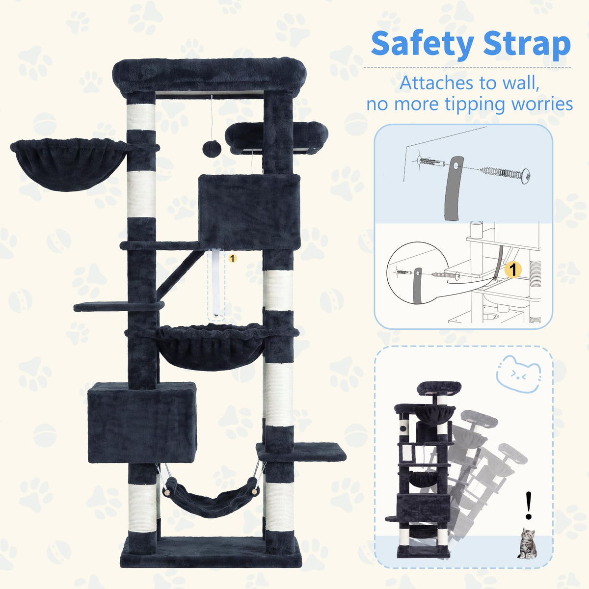 71-Inch-Tall Cat Tree with 2 Perches W474