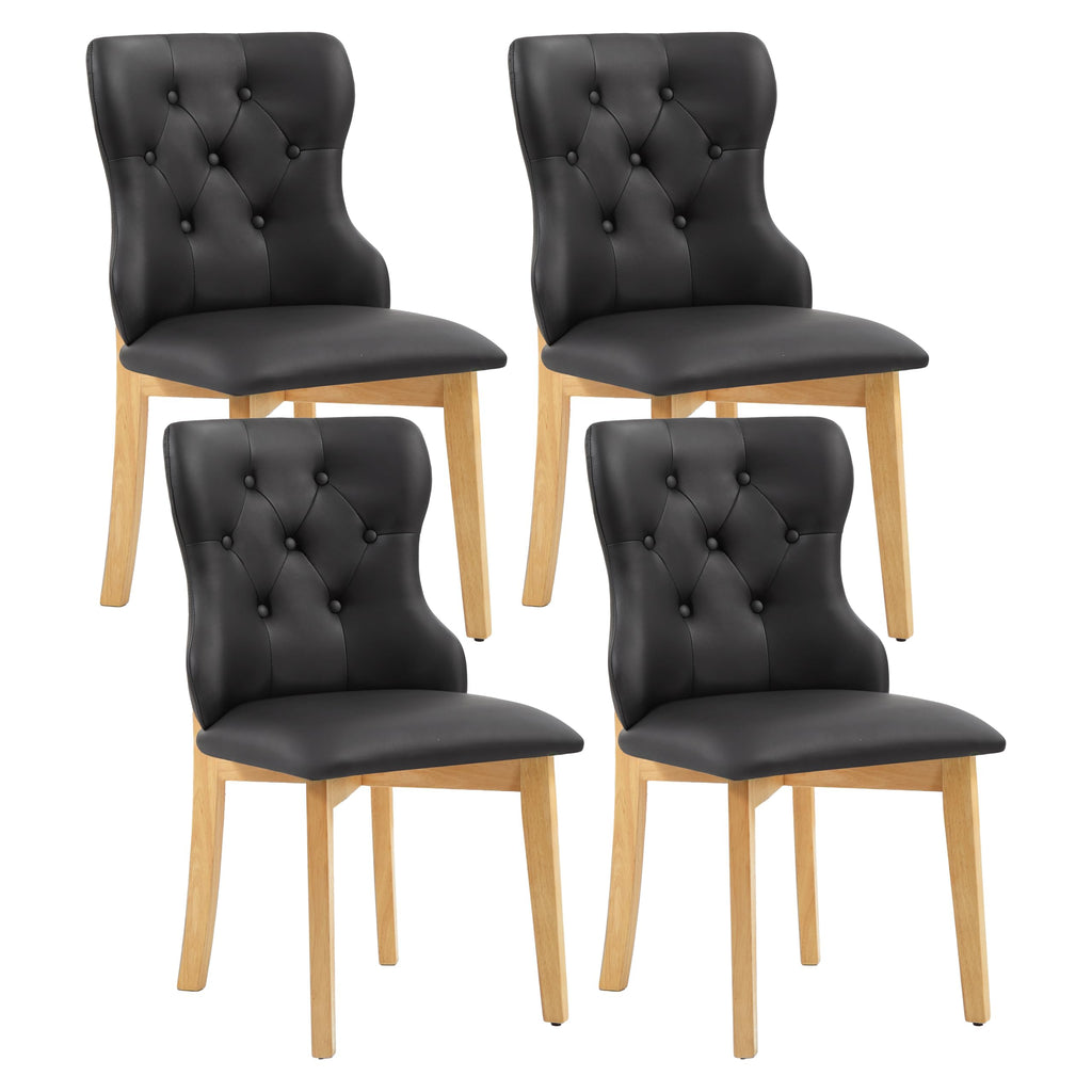 Black Upholstered Dining Chairs Set of 4 PU Leather E4040