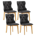 Black Upholstered Dining Chairs Set of 4 PU Leather E4040