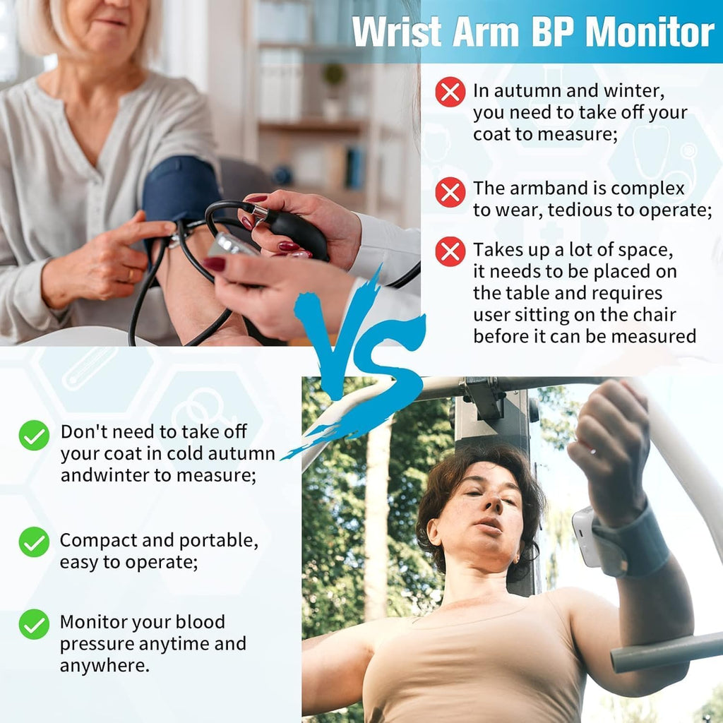 Wrist Blood Pressure Monitor with 90X2 Readings Memory J1246