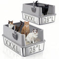2 Pack 28" Extra Large Stainless Steel Cat Litter Boxes with Lid V56006