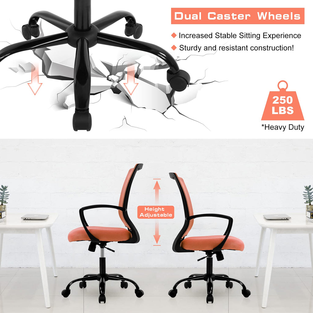 Orange Mesh Ergonomic Office Chair with Lumbar Support I2799