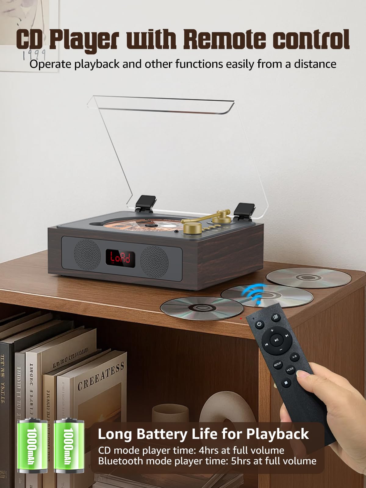 Portable CD Player with Built-in Speakers Bluetooth I300