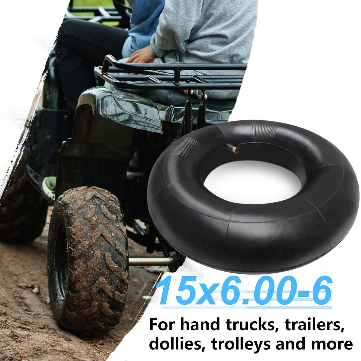 2 Pack 15x6.00-6" Inner Tire Tube with TR-13 Straight Valve Stem H391960