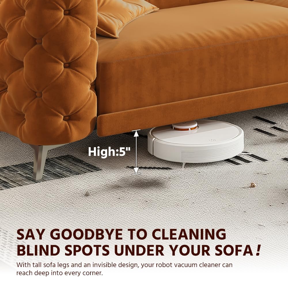 Orange Velvet Convertible Sleeper Sofa with Ottoman M373722