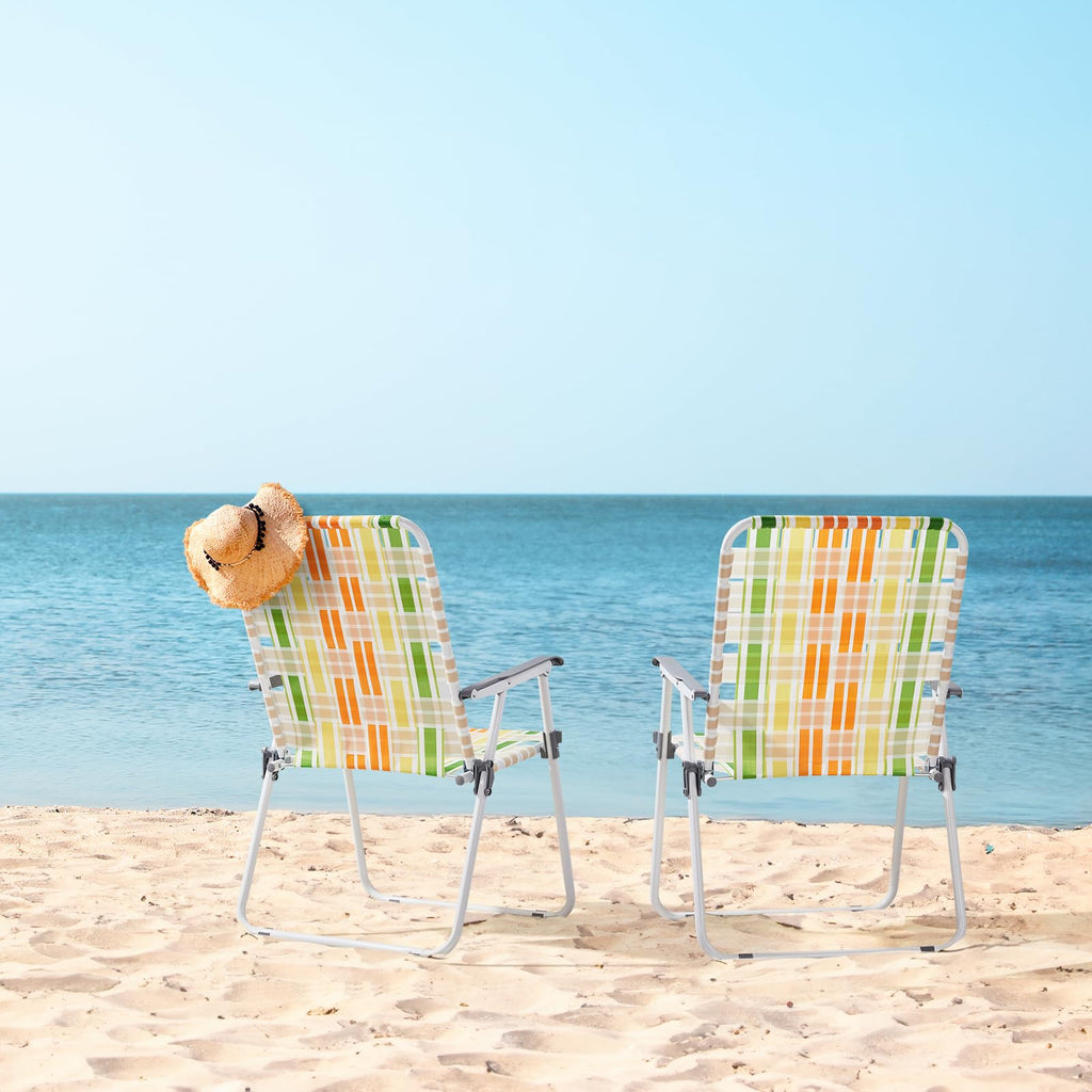 Set of 2 Webbed Folding Beach Chairs J4527