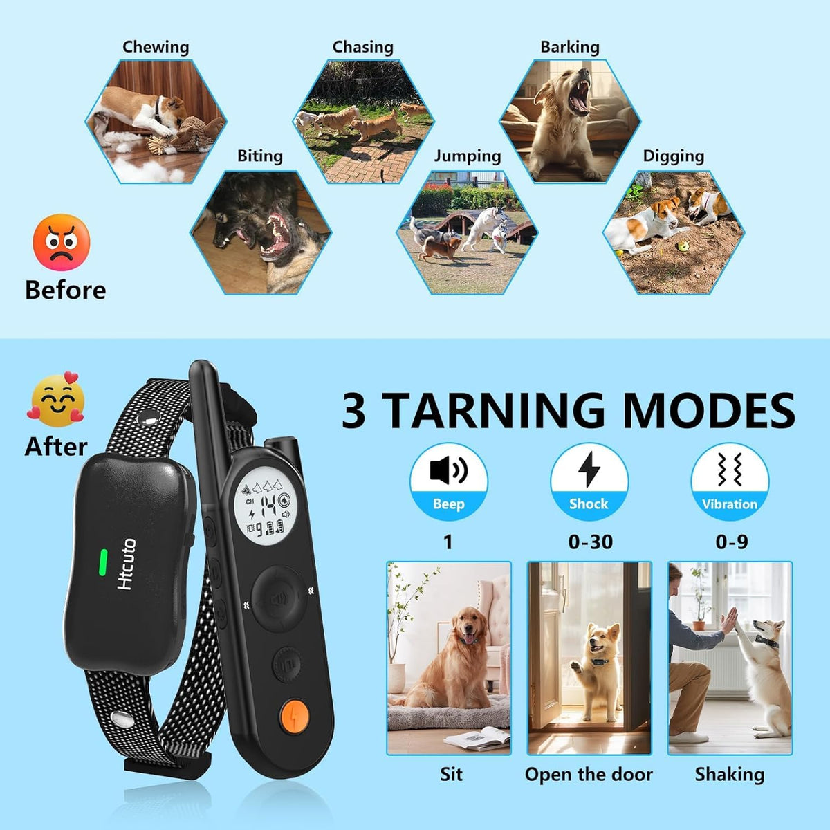 Wireless Dog Fence & Electronic Training Collar 2 in 1, IPX7 Waterproof V773451
