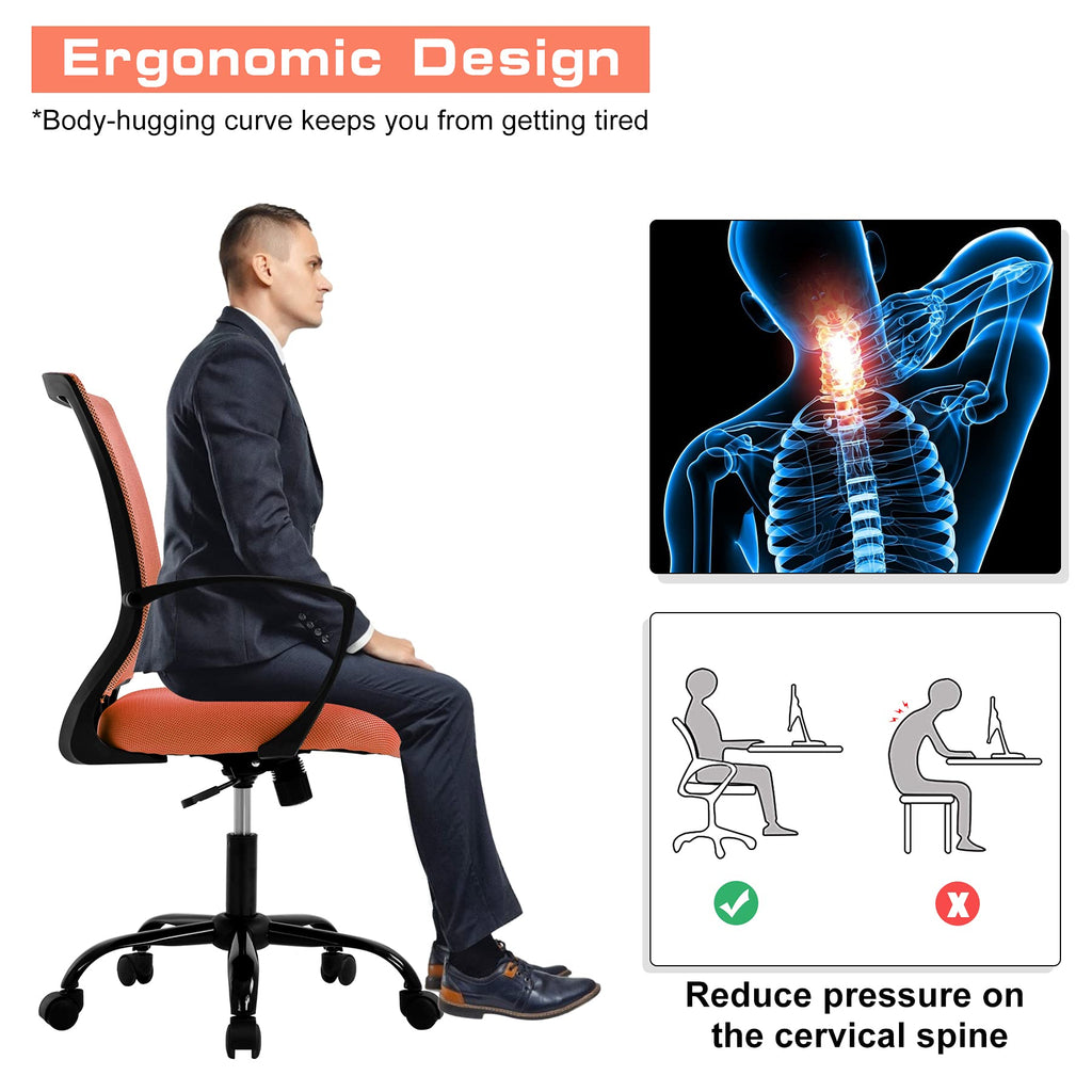 Orange Mesh Ergonomic Office Chair with Lumbar Support I2799