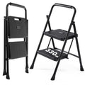 2 Step Stool with Anti-Slip Pedal & Handrail, 330lbs, Black P646