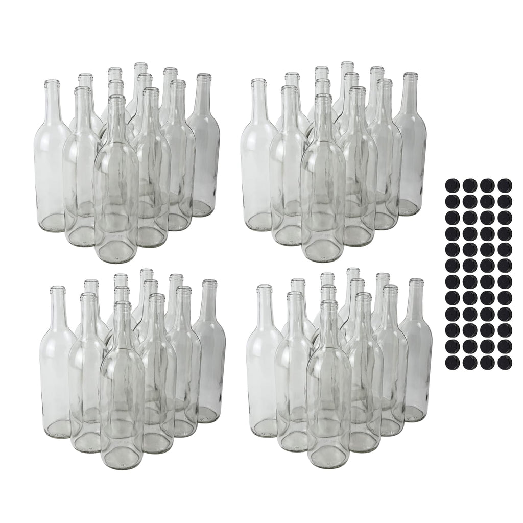 750ml Clear Glass Bottles with Lids, 48-Pack T1666