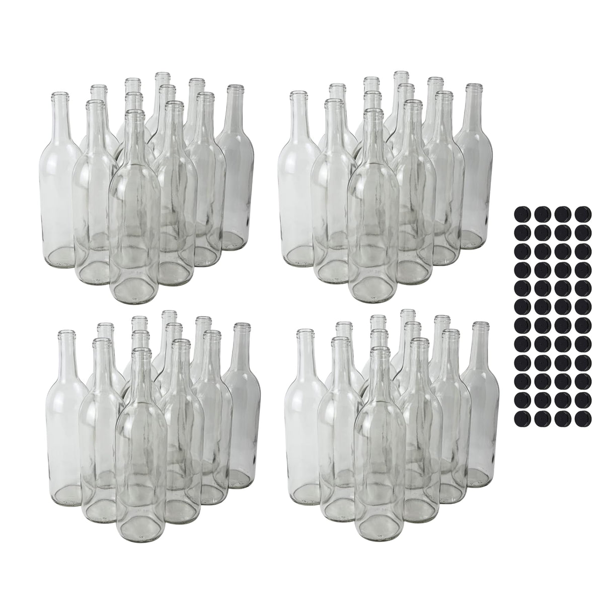 750ml Clear Glass Bottles with Lids, 48-Pack T1666
