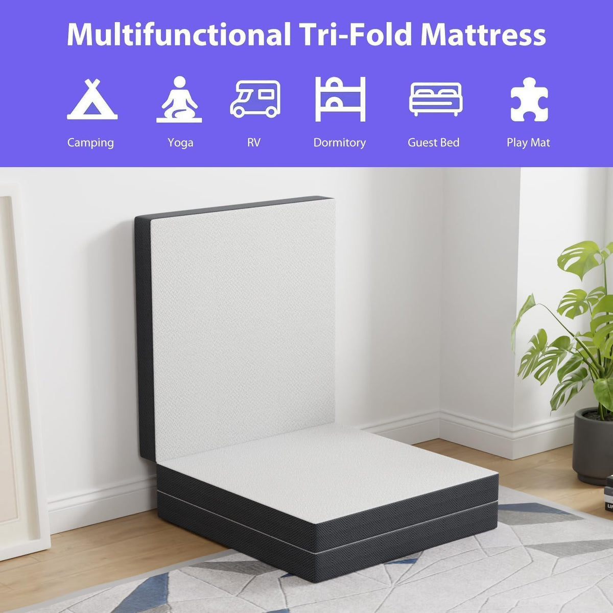 3 inch Tri Fold Memory Foam Mattress with Mesh Cover M696