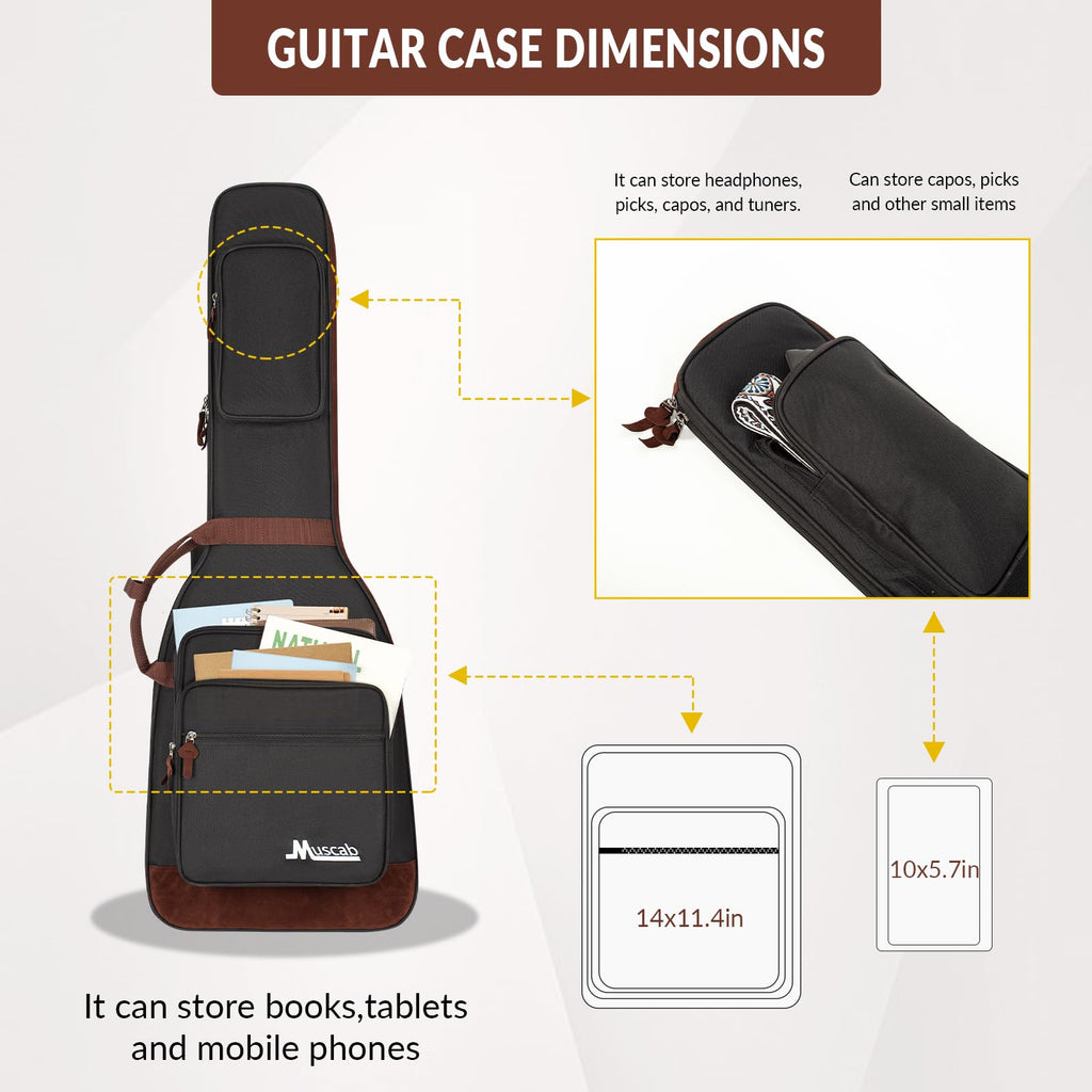 Black Electric Guitar Bag with Neck Strap and 4 Pockets Z988369