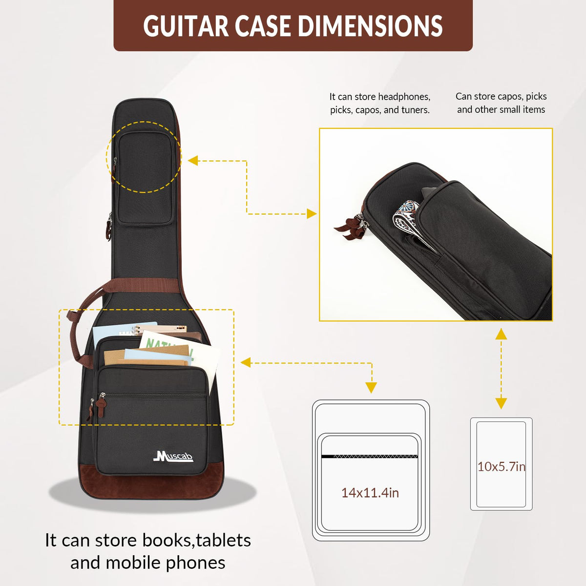 Black Electric Guitar Bag with Neck Strap and 4 Pockets Z988369
