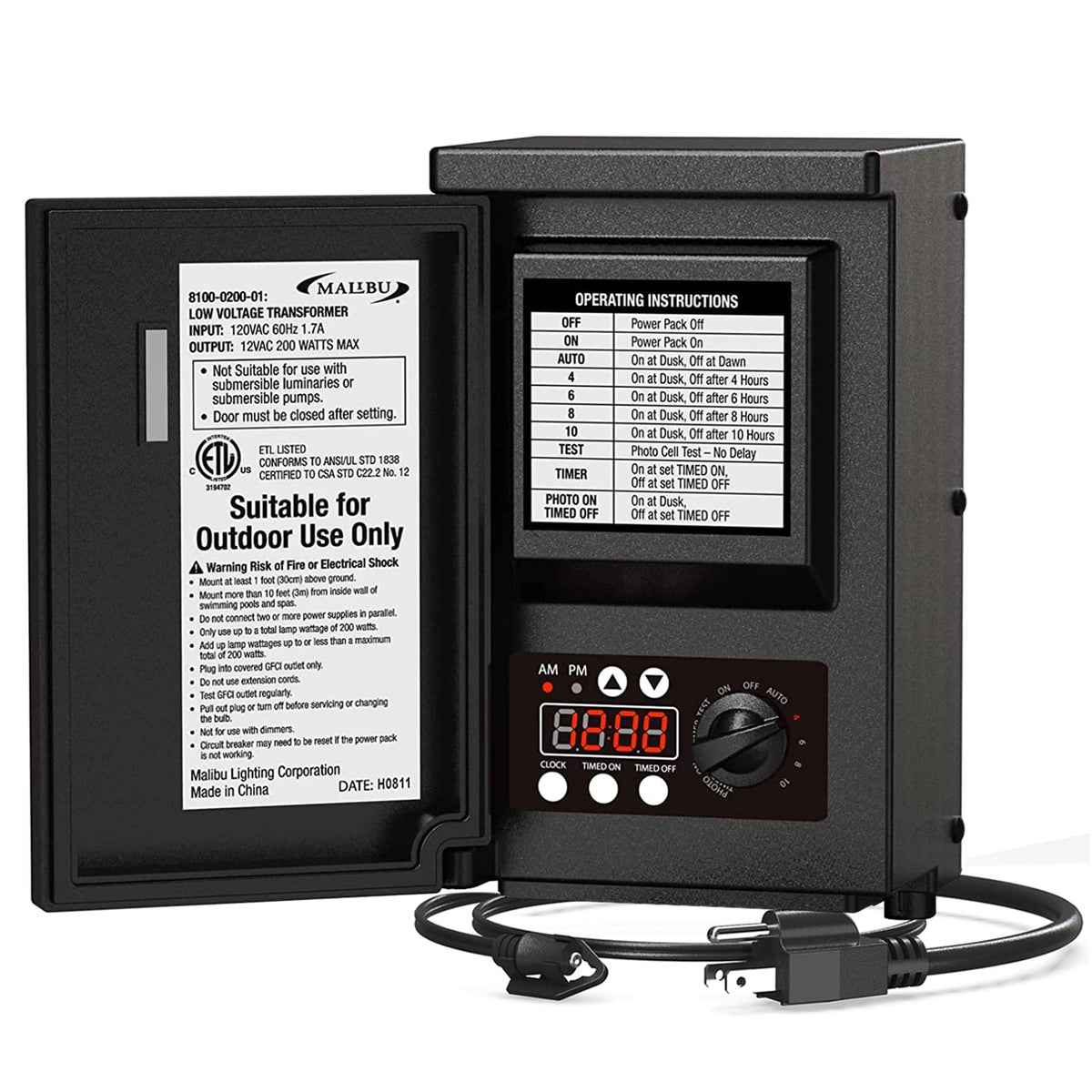 200W Low Voltage Transformer with Photo Sensor and Timer N28250