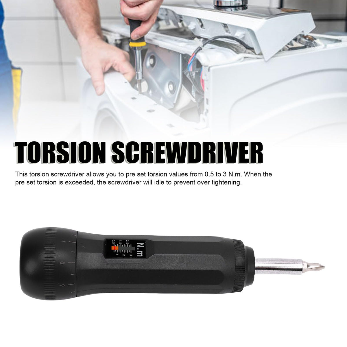 Torque Screwdriver Set 0.5-3N.m 1/4 Inch Drive with S2 Bits Y771007