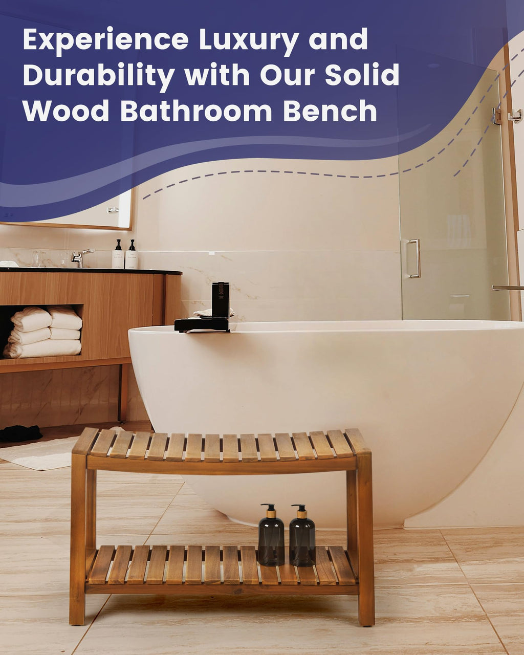 32" Solid Wood Teak Shower Bench N408611