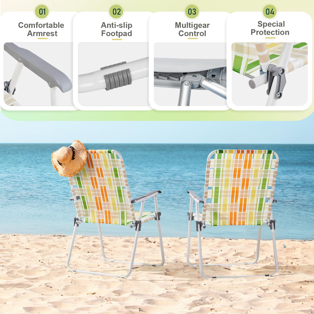 Set of 2 Webbed Folding Beach Chairs J4527