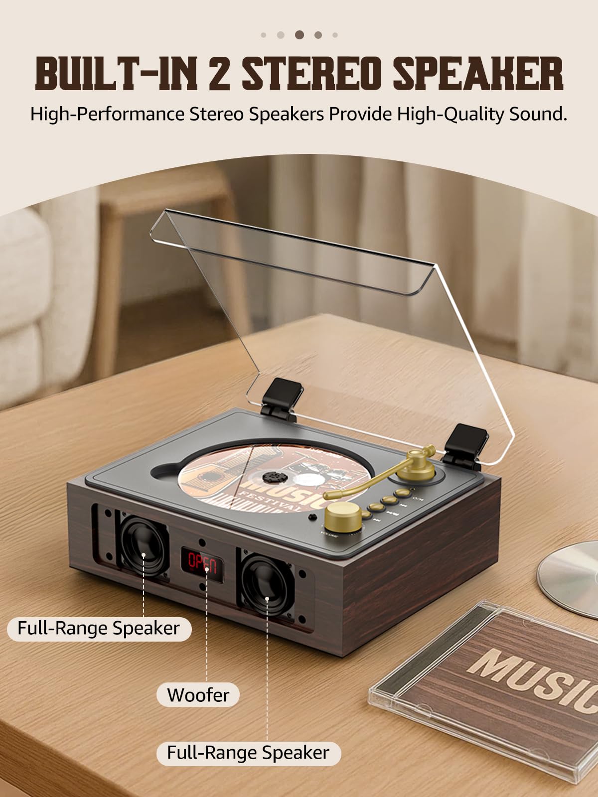 Portable CD Player with Built-in Speakers Bluetooth I300