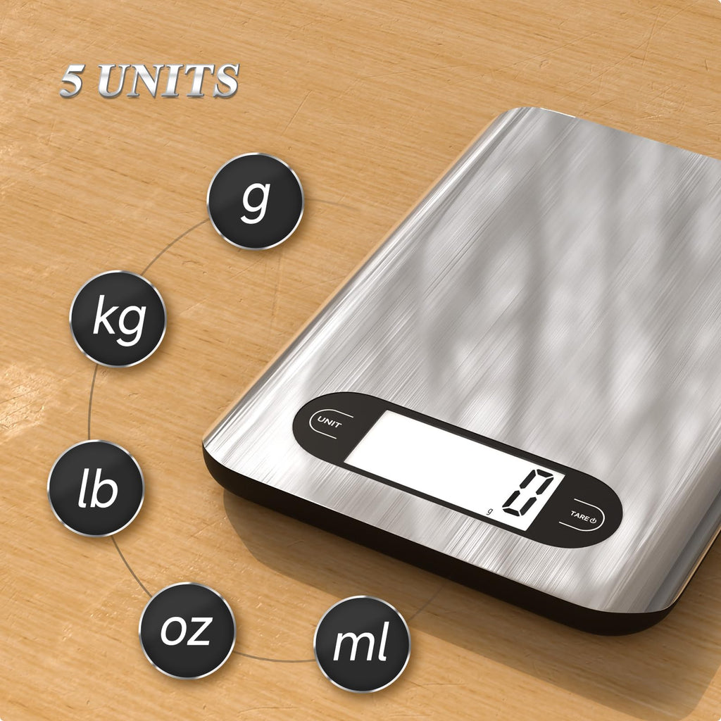 Digital Kitchen Scale 17 Pounds Capacity Stainless Steel M9428