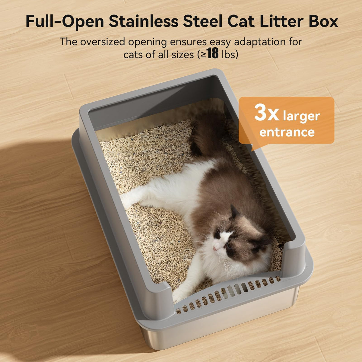 2 Pack 28" Extra Large Stainless Steel Cat Litter Boxes with Lid V56006