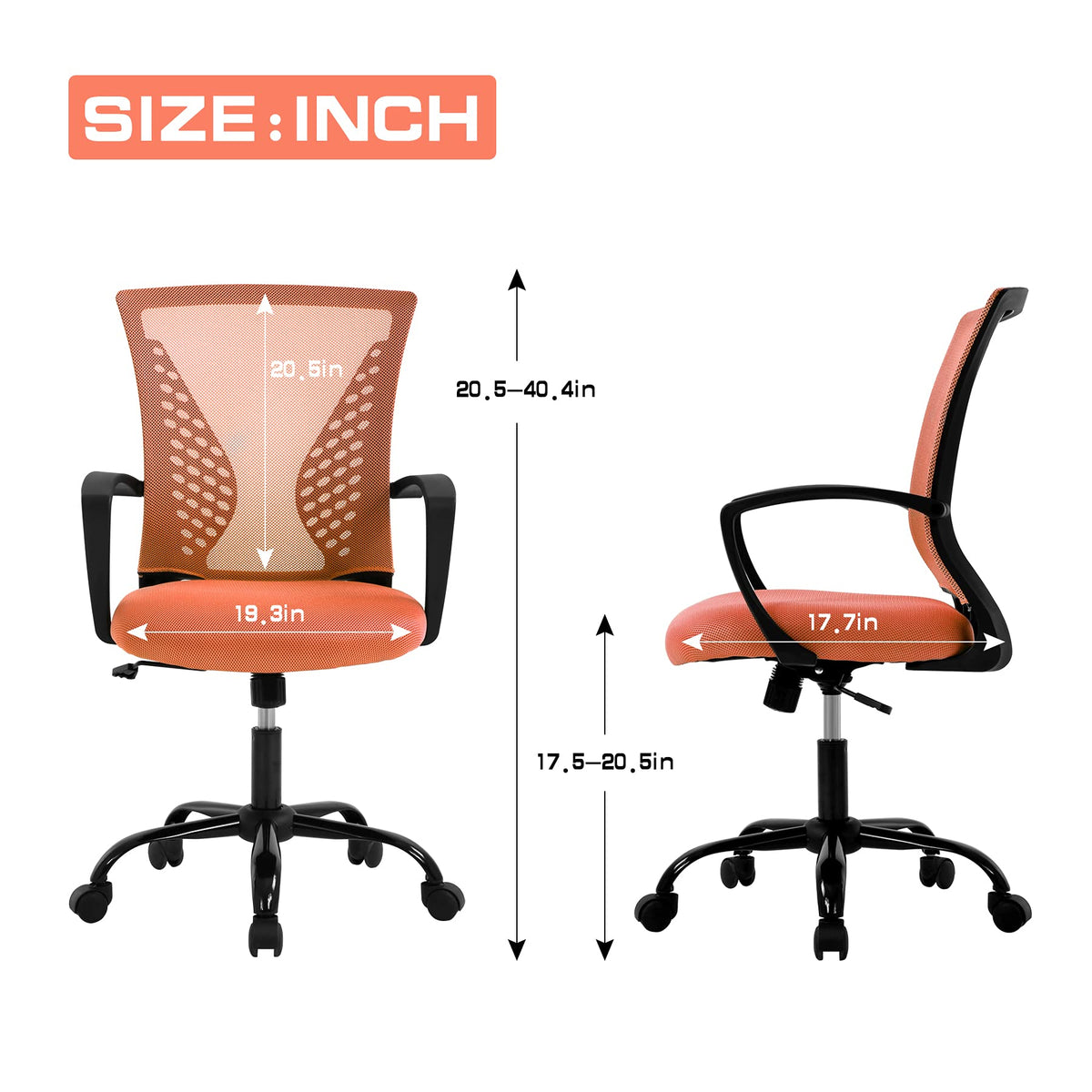 Orange Mesh Ergonomic Office Chair with Lumbar Support I2799