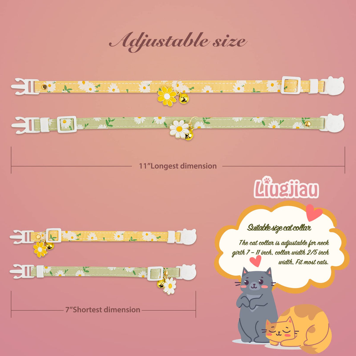 2 Pack Cotton Breakaway Cat Collar with Bell G153086