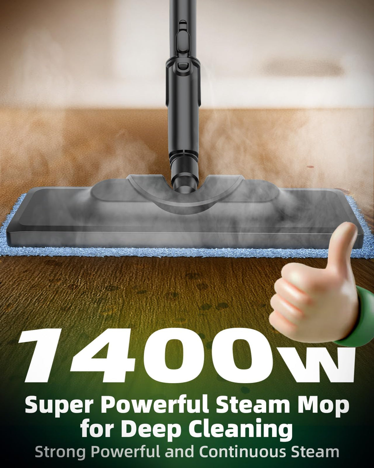 1400W 12-in-1 Steam Mop with Detachable Handheld Steam Cleaner U799400