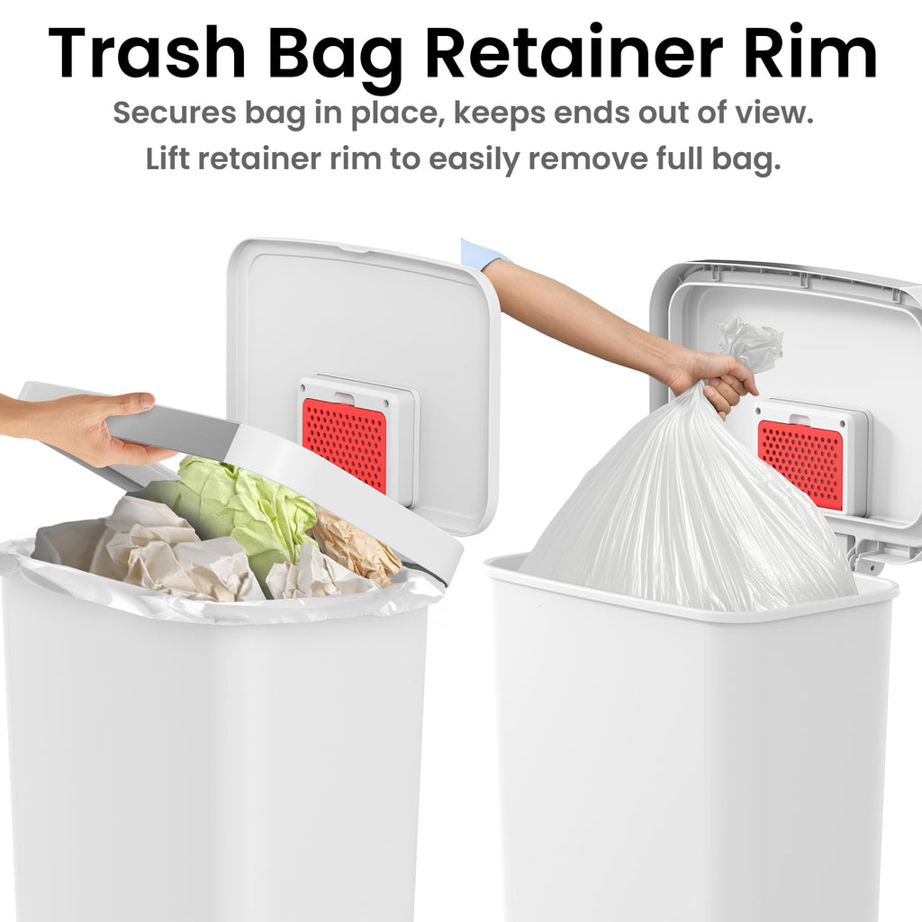 13.2 Gal Step Pedal Kitchen Trash Can with Odor Filter, White Plastic N1259