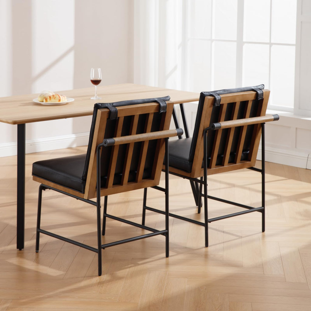 Black PU Dining Chairs Set of 2 I902