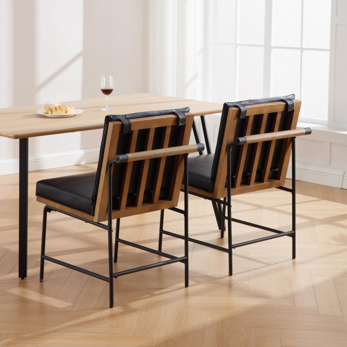 Black PU Dining Chairs Set of 2 I902