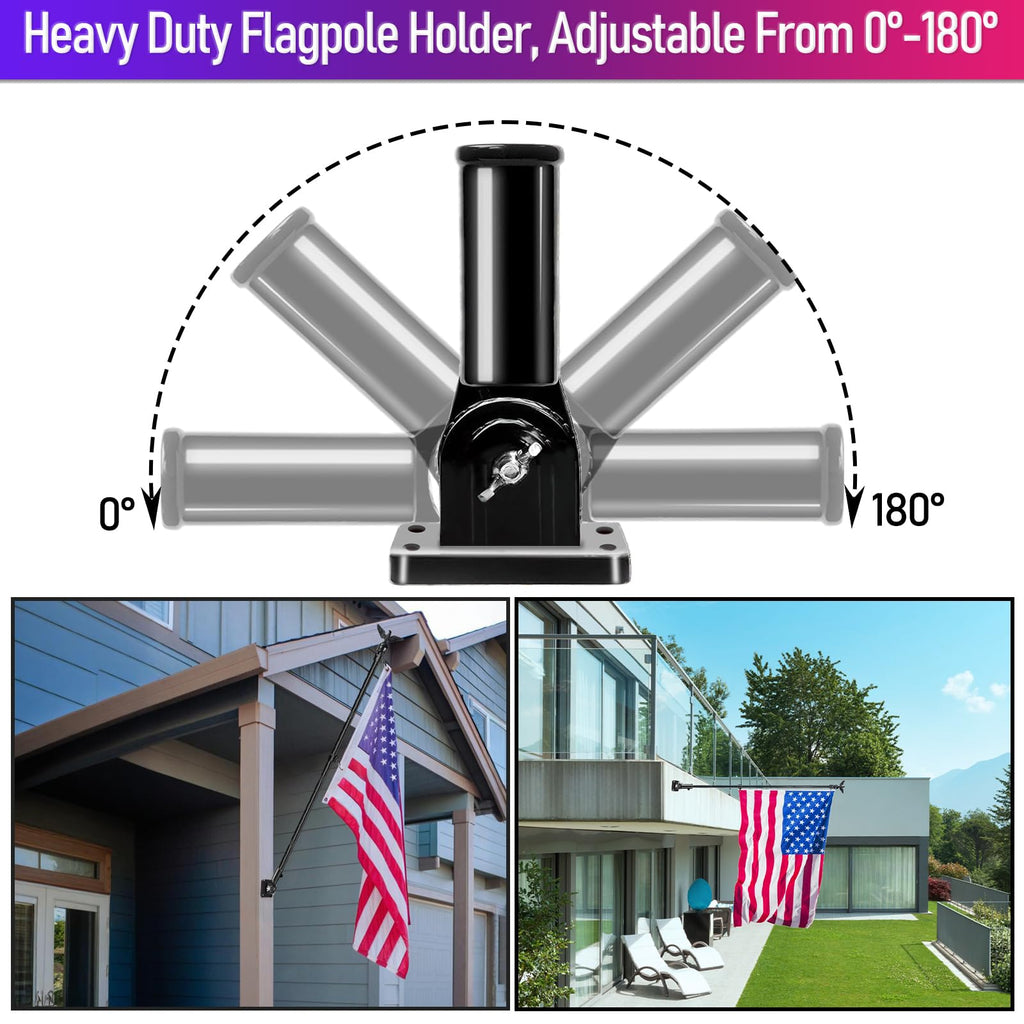 7FT Stainless Steel Flag Pole Kit with Solar Light and Adjustable Bracket Q105