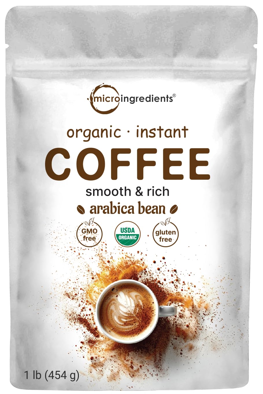 Organic Instant Coffee 1lb Powder Medium to Dark Roast Z8150