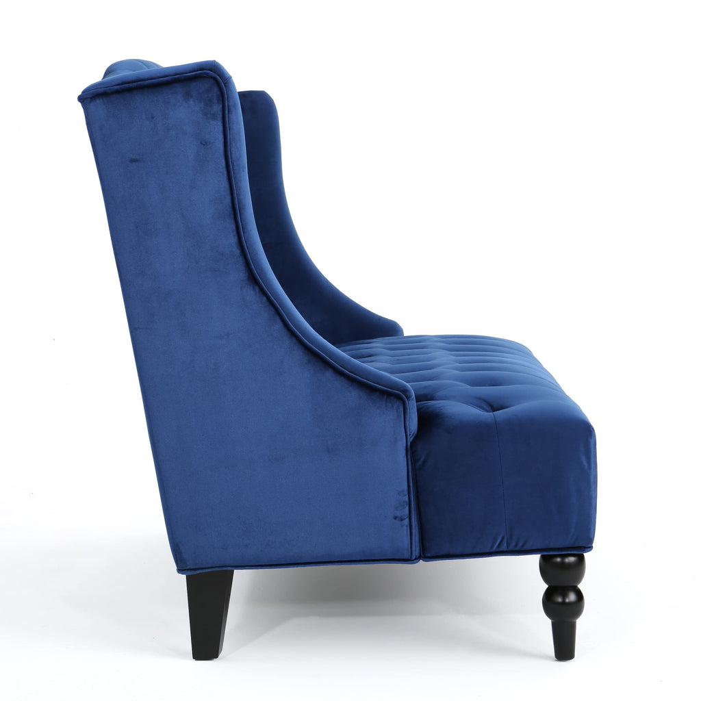 Navy Blue Velvet Tufted Loveseat S2950