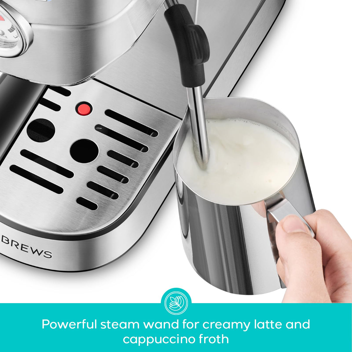 Compact Espresso Machine with Milk Frothing Steam Wand A59440