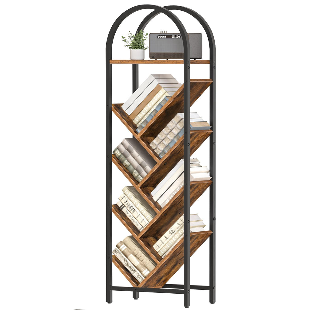 8-Tier Arched Bookshelf with Metal Frame O3964