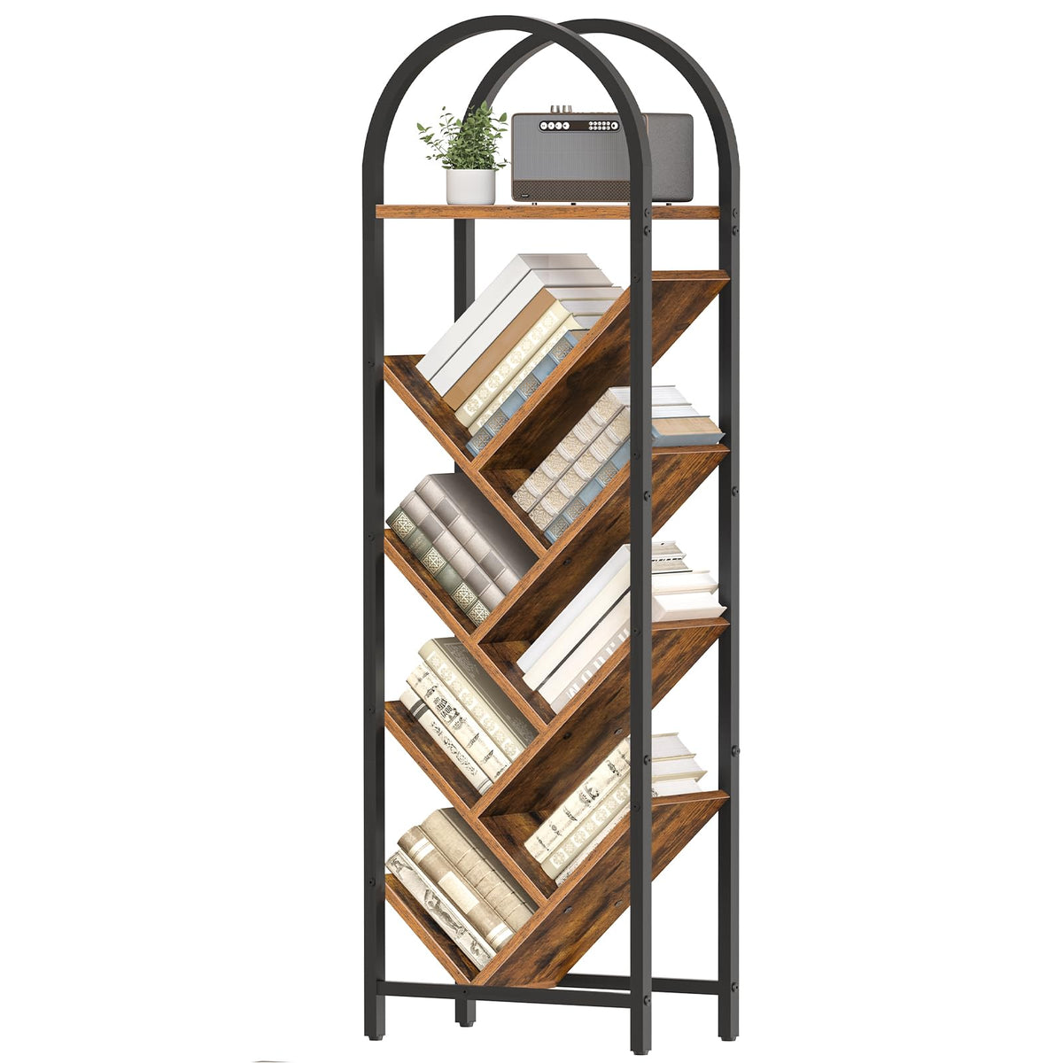 8-Tier Arched Bookshelf with Metal Frame O3964