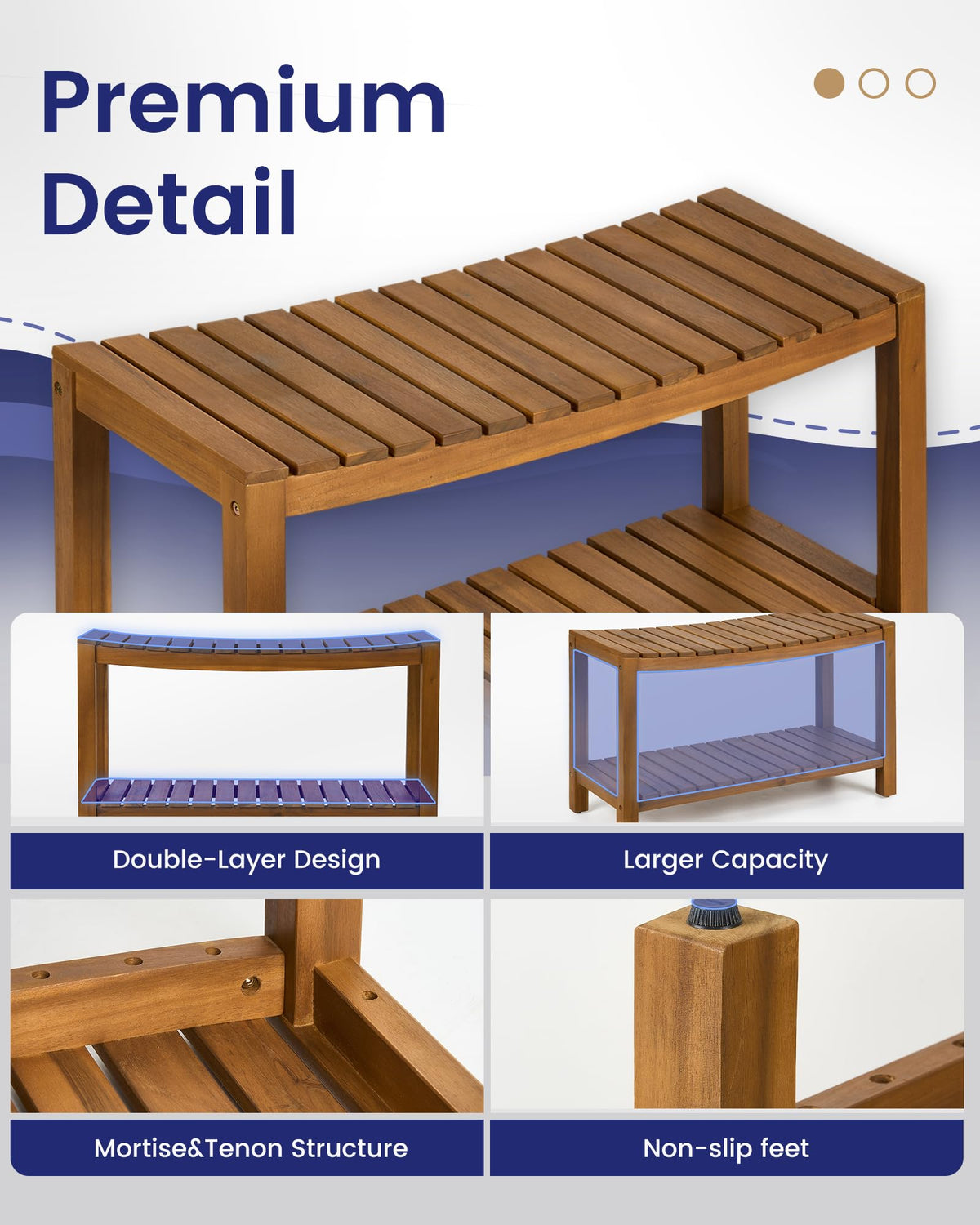 32" Solid Wood Teak Shower Bench N408611