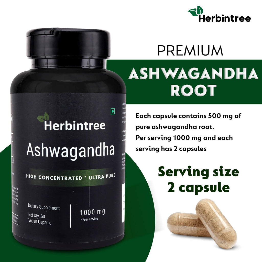Ashwagandha 1000mg Vegan Non-GMO 60 Veg Capsules E26312