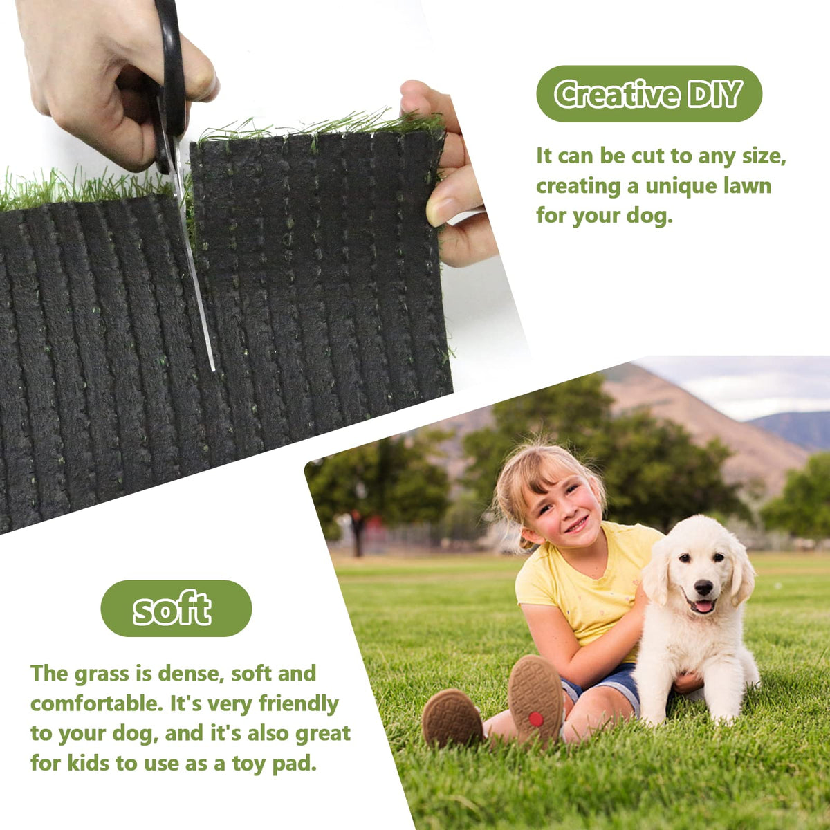 43.3 x 29.5 Inches Washable Artificial Grass Rug E15672