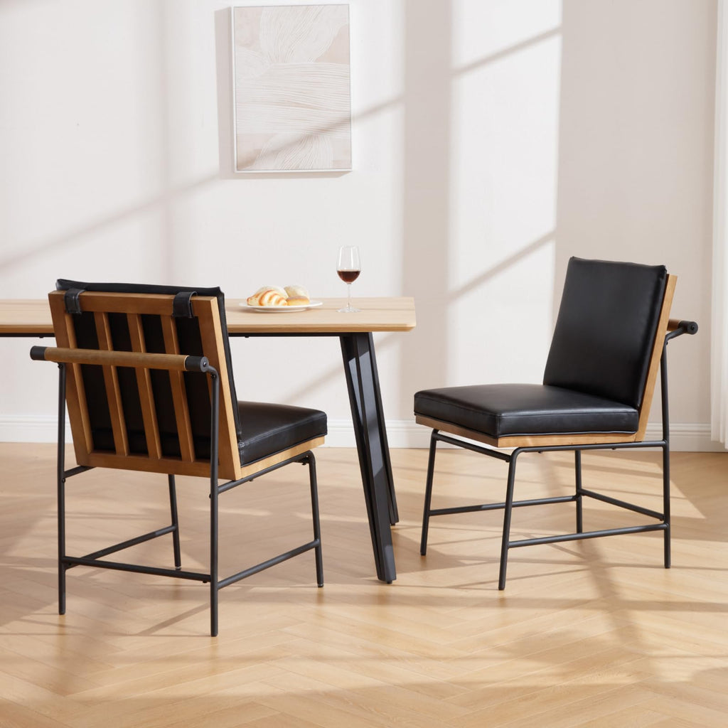 Black PU Dining Chairs Set of 2 I902