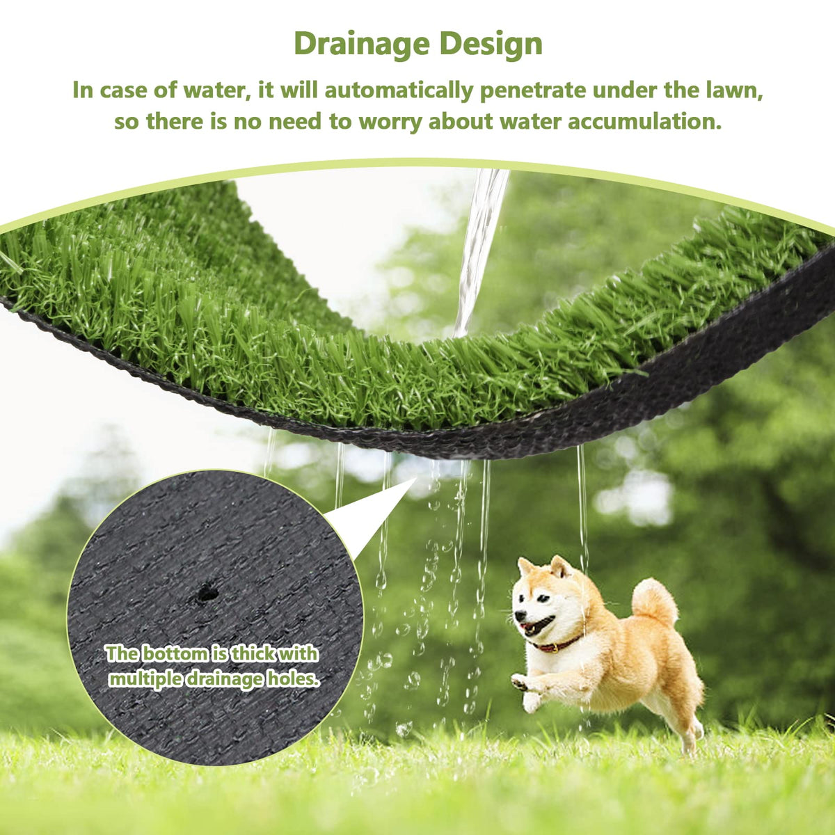 43.3 x 29.5 Inches Washable Artificial Grass Rug E15672