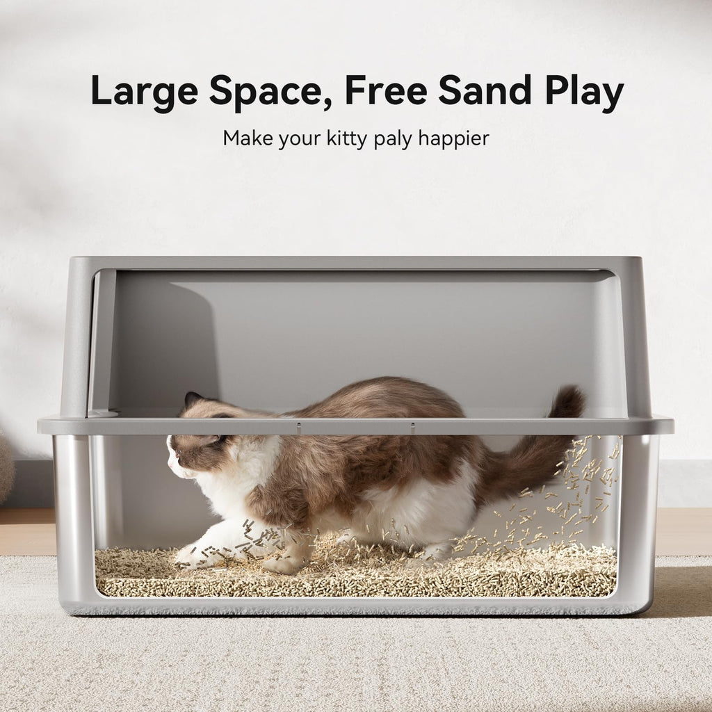 2 Pack 28" Extra Large Stainless Steel Cat Litter Boxes with Lid V56006