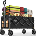 34'' Extra Long Collapsible Wagon, 380lbs Heavy Duty Utility Cart with All-Terrain Wheels B240