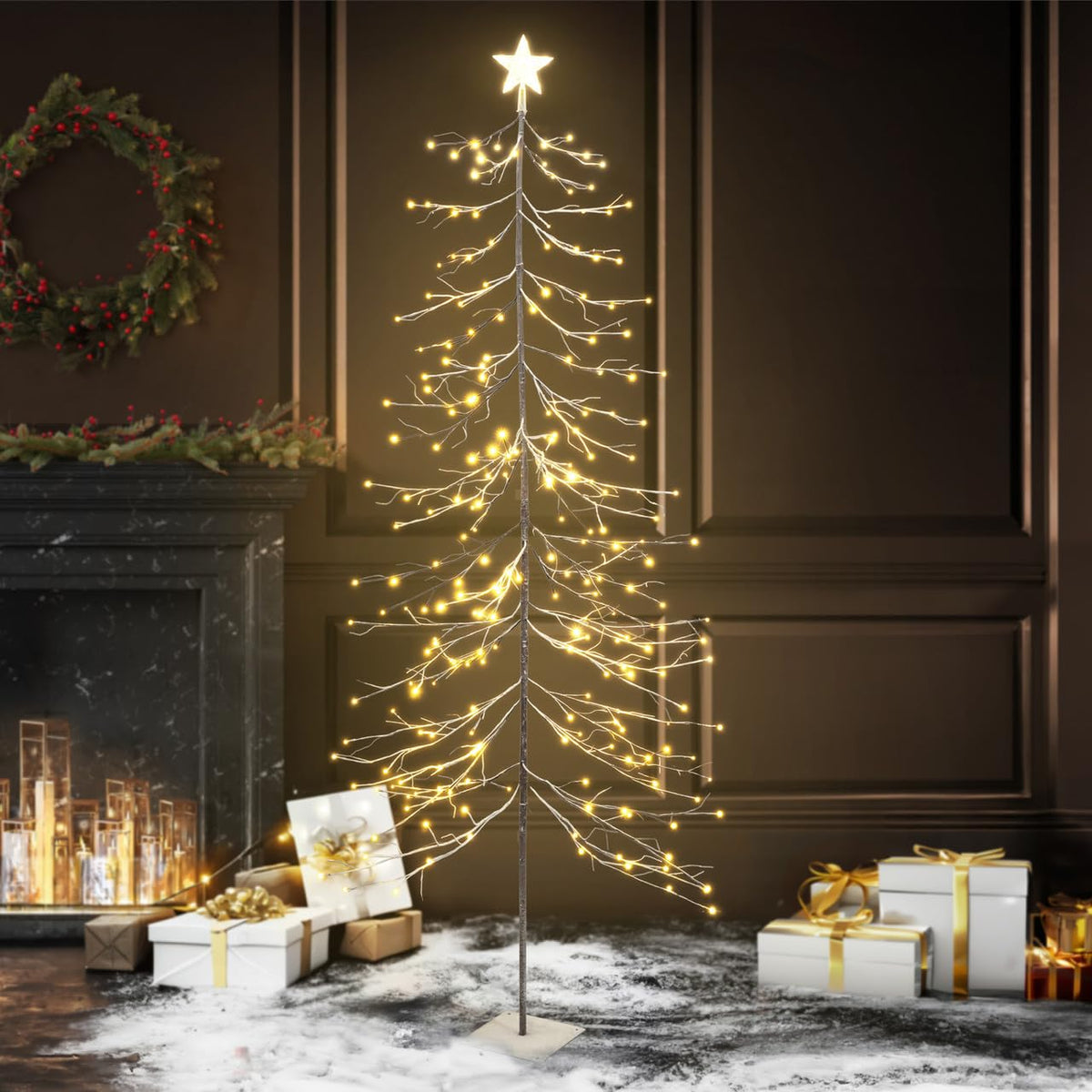 8 Ft Pre-Lit Twinkling Christmas Tree with Lights W464060