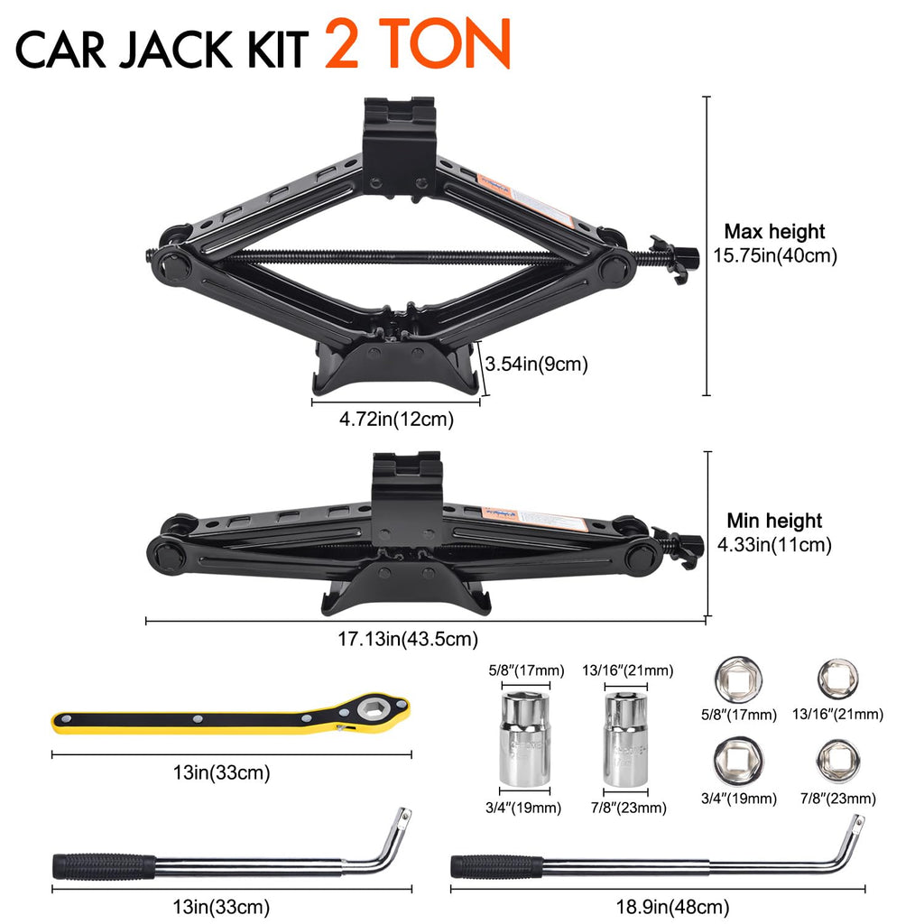 2 Ton Scissor Car Jack with Lug Wrench Q4597