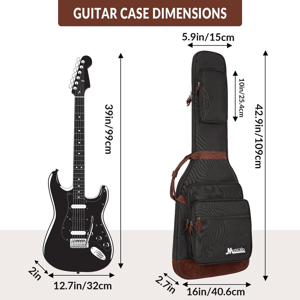 Black Electric Guitar Bag with Neck Strap and 4 Pockets Z988369