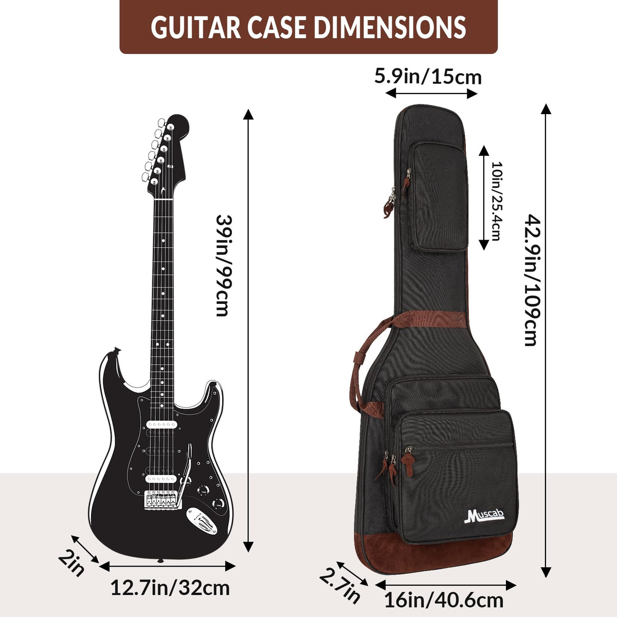 Black Electric Guitar Bag with Neck Strap and 4 Pockets Z988369